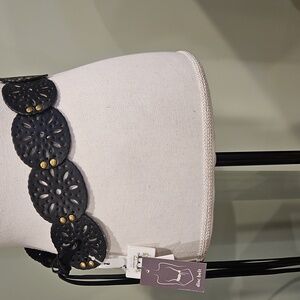 NEW! HAUTE HIPPIE Vegan Leather Bohemian Style Lazer Cut Studded Belt L/XL.